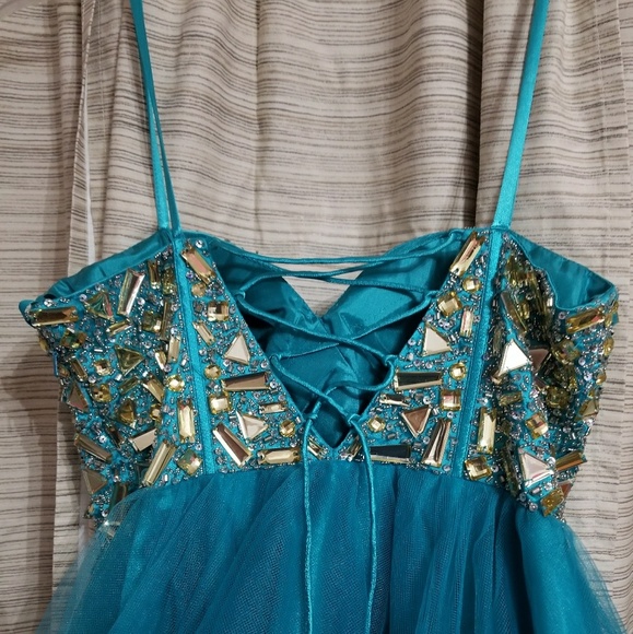 👗 Blue Tulle short Prom dress🛍 - Picture 4 of 6